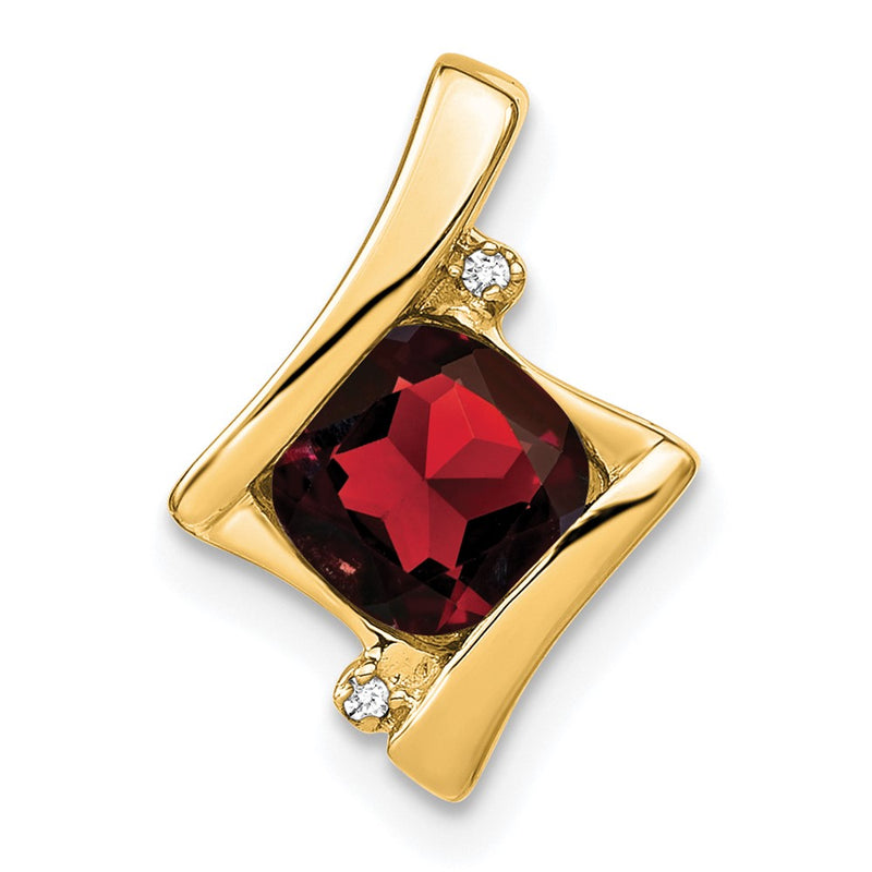 14K Yellow Gold Garnet and Real Diamond Pendant