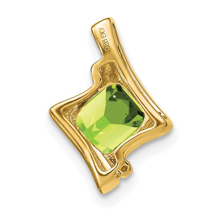 10k Yellow Gold Peridot and Real Diamond Pendant