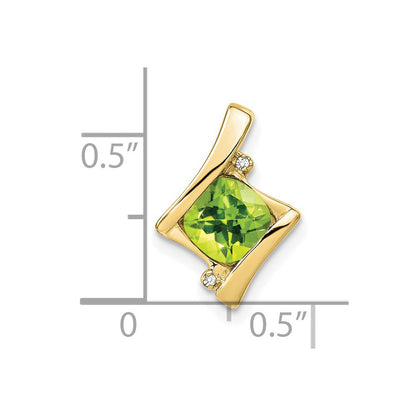 10k Yellow Gold Peridot and Real Diamond Pendant