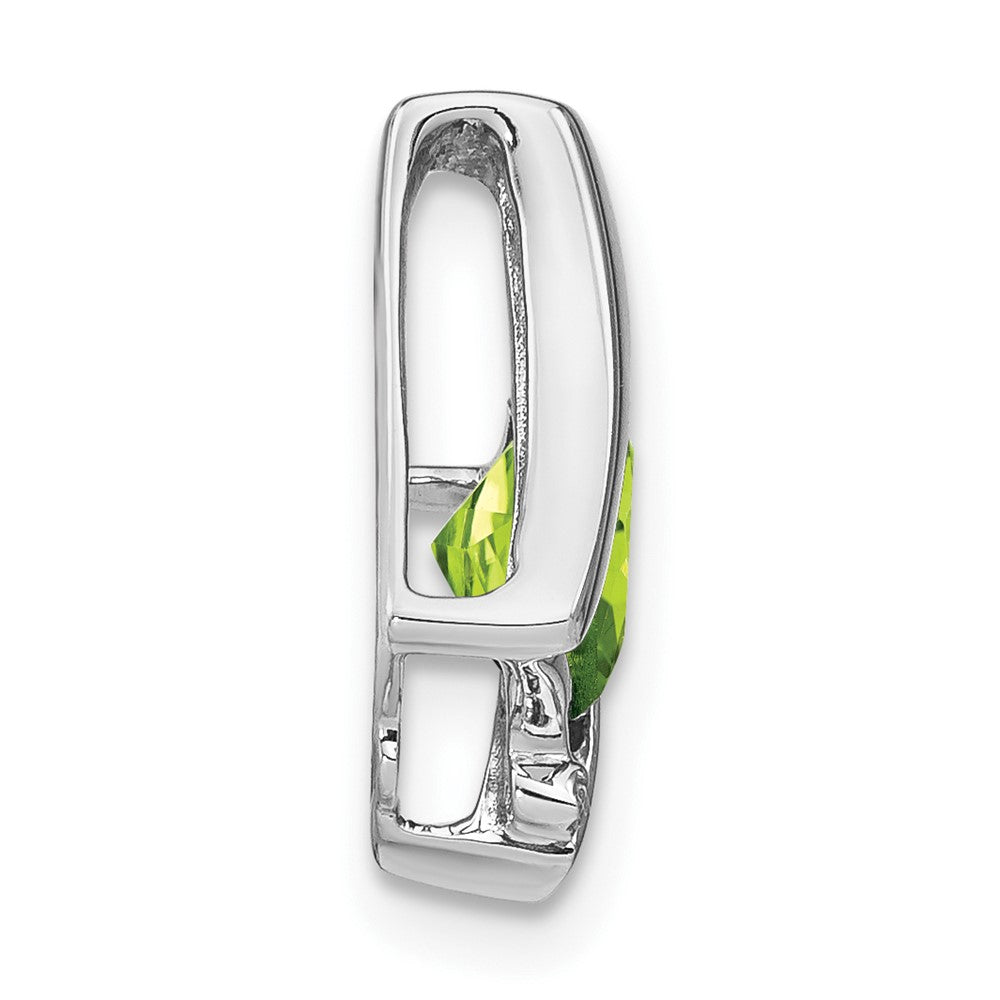 14k White Gold Peridot and Real Diamond Pendant