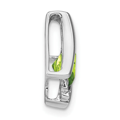 14k White Gold Peridot and Real Diamond Pendant