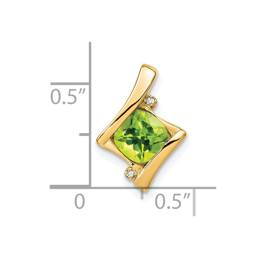 14K Yellow Gold Peridot and Real Diamond Pendant