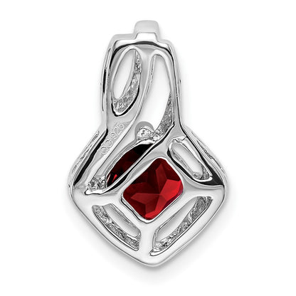 14k White Gold Garnet and Real Diamond Pendant