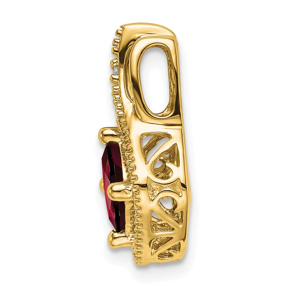 14K Yellow Gold Garnet and Real Diamond Pendant