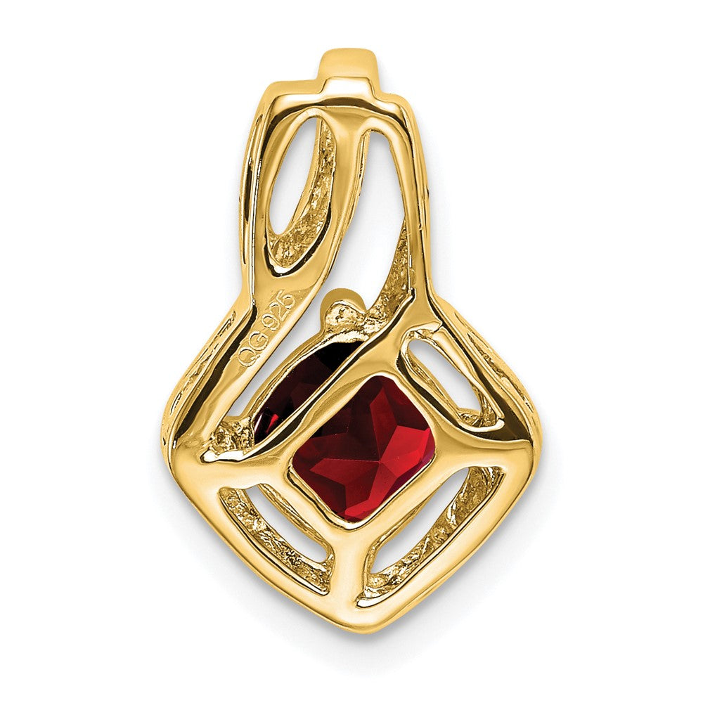 14K Yellow Gold Garnet and Real Diamond Pendant