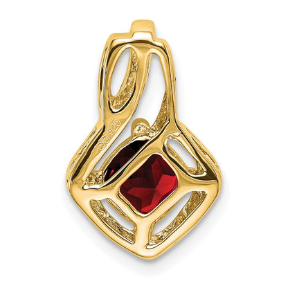 14K Yellow Gold Garnet and Real Diamond Pendant