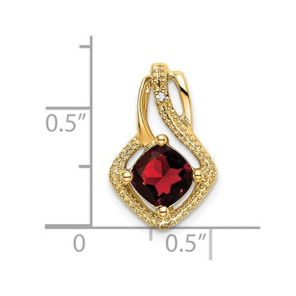 14K Yellow Gold Garnet and Real Diamond Pendant