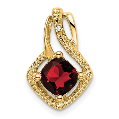 14K Yellow Gold Garnet and Real Diamond Pendant
