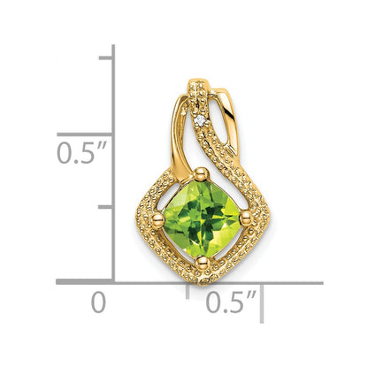14K Yellow Gold Peridot and Real Diamond Pendant