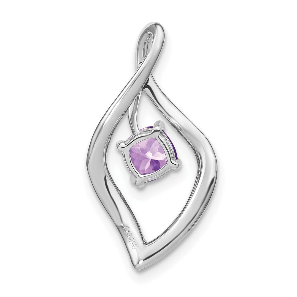 14k White Gold Amethyst and Real Diamond Pendant