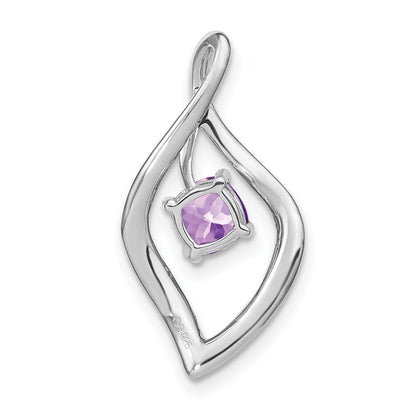 14k White Gold Amethyst and Real Diamond Pendant