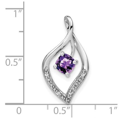 14k White Gold Amethyst and Real Diamond Pendant