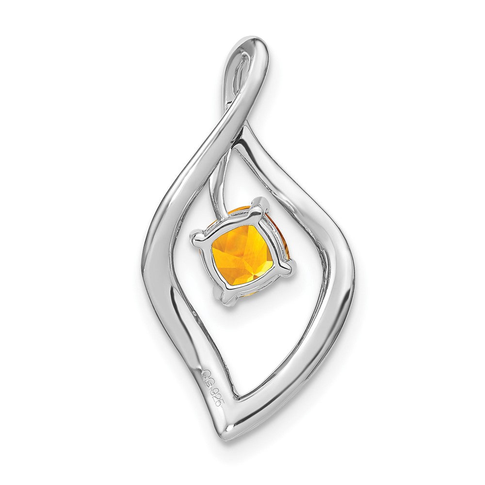 14k White Gold Citrine and Real Diamond Pendant