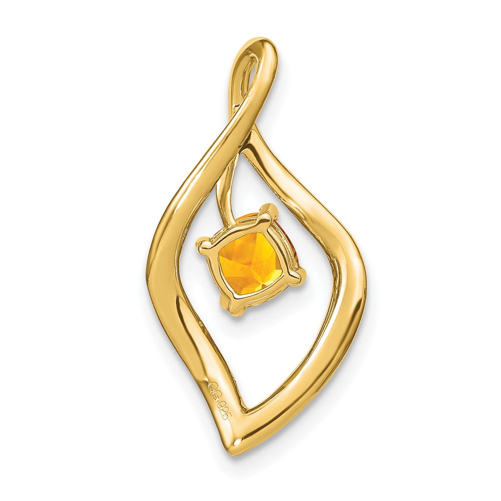 14K Yellow Gold Citrine and Real Diamond Pendant
