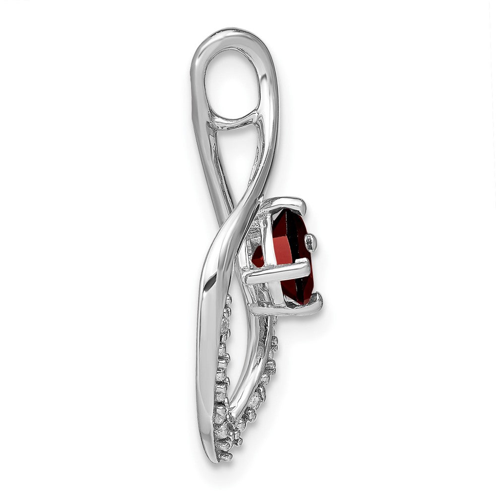 14k White Gold Garnet and Real Diamond Pendant