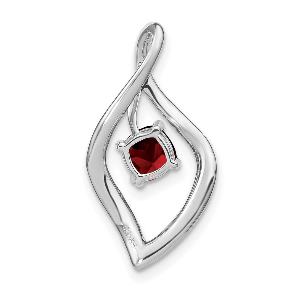 14k White Gold Garnet and Real Diamond Pendant