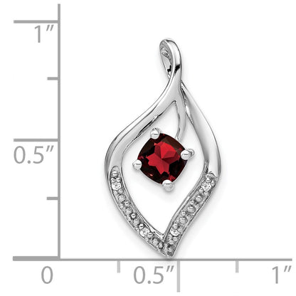 14k White Gold Garnet and Real Diamond Pendant