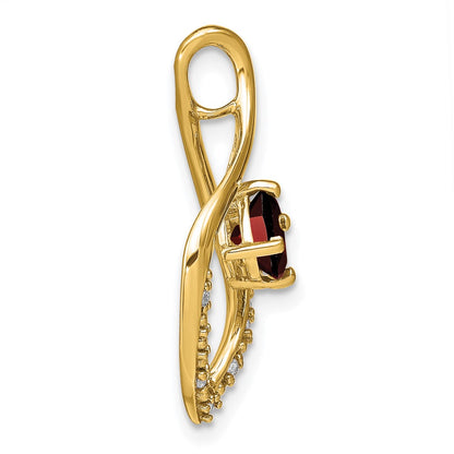 14K Yellow Gold Garnet and Real Diamond Pendant