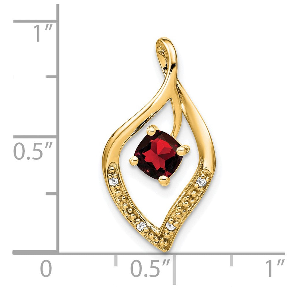 14K Yellow Gold Garnet and Real Diamond Pendant