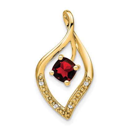 14K Yellow Gold Garnet and Real Diamond Pendant