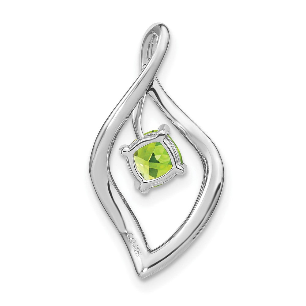 14k White Gold Peridot and Real Diamond Pendant