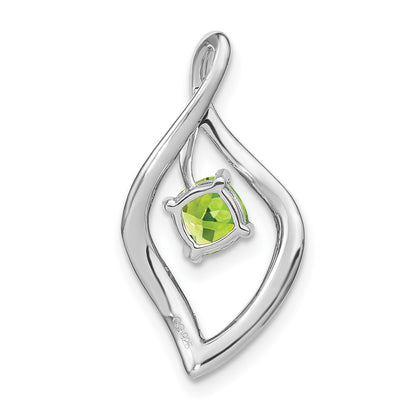 14k White Gold Peridot and Real Diamond Pendant