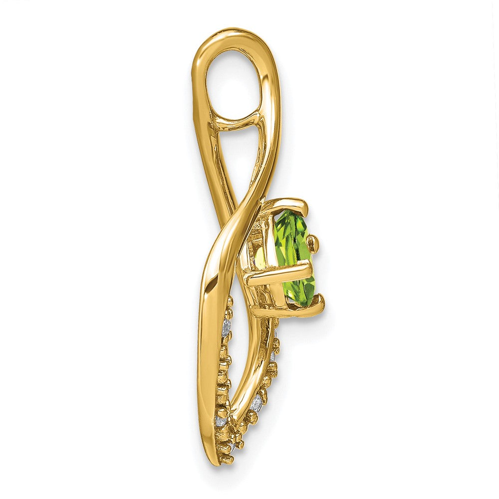 14K Yellow Gold Peridot and Real Diamond Pendant