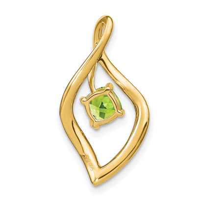 14K Yellow Gold Peridot and Real Diamond Pendant