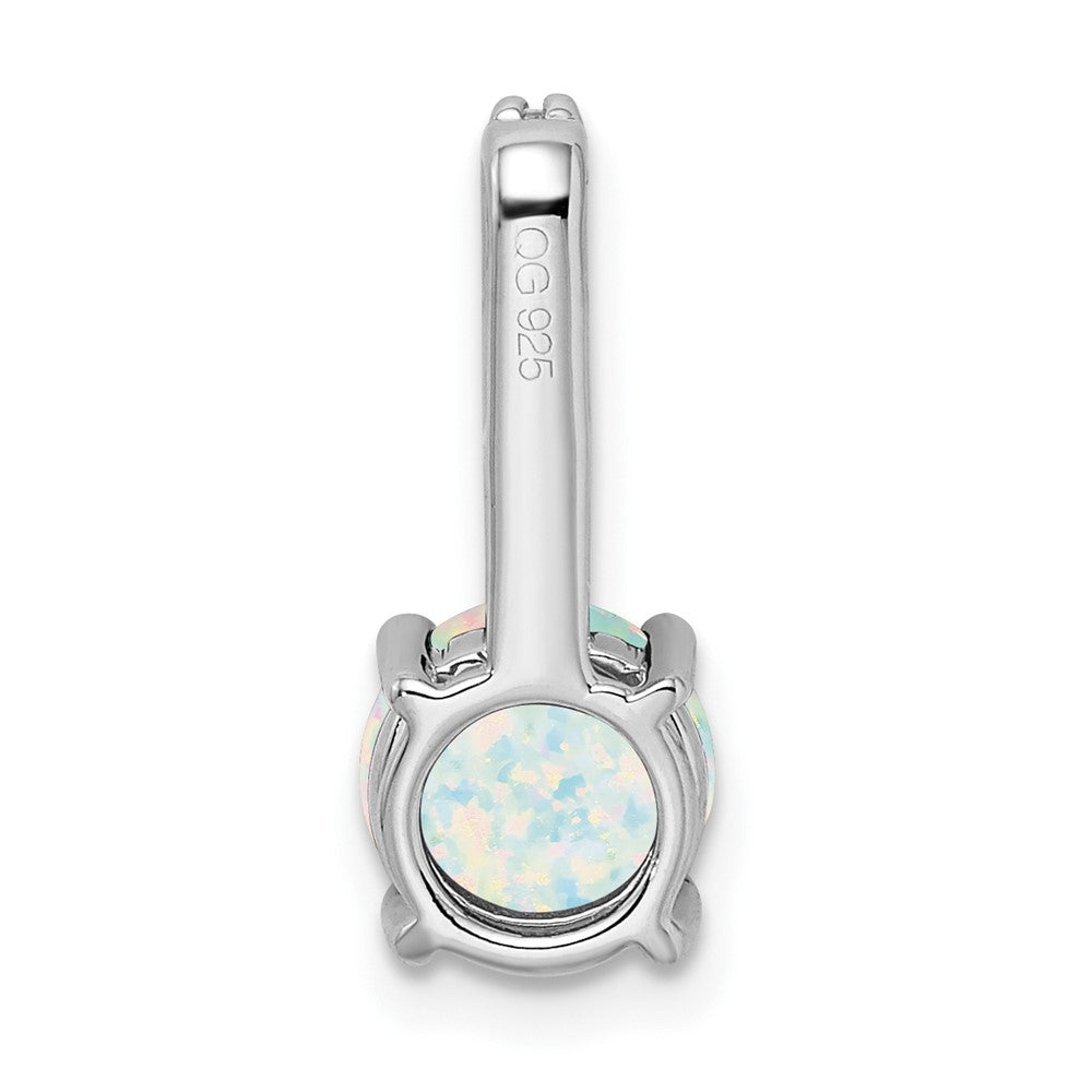 14k white gold round created opal and real diamond pendant pm7036 op 013 wa