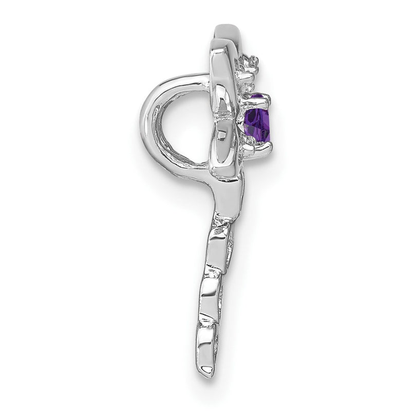 14k White Gold Amethyst and Real Diamond Dragonfly Chain Slide