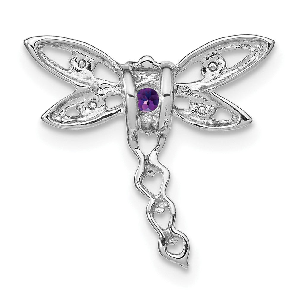 14k White Gold Amethyst and Real Diamond Dragonfly Chain Slide