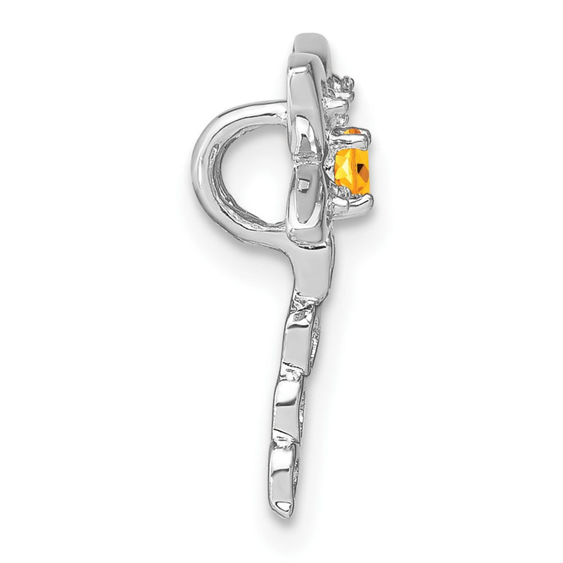 14k White Gold Citrine and Real Diamond Dragonfly Chain Slide