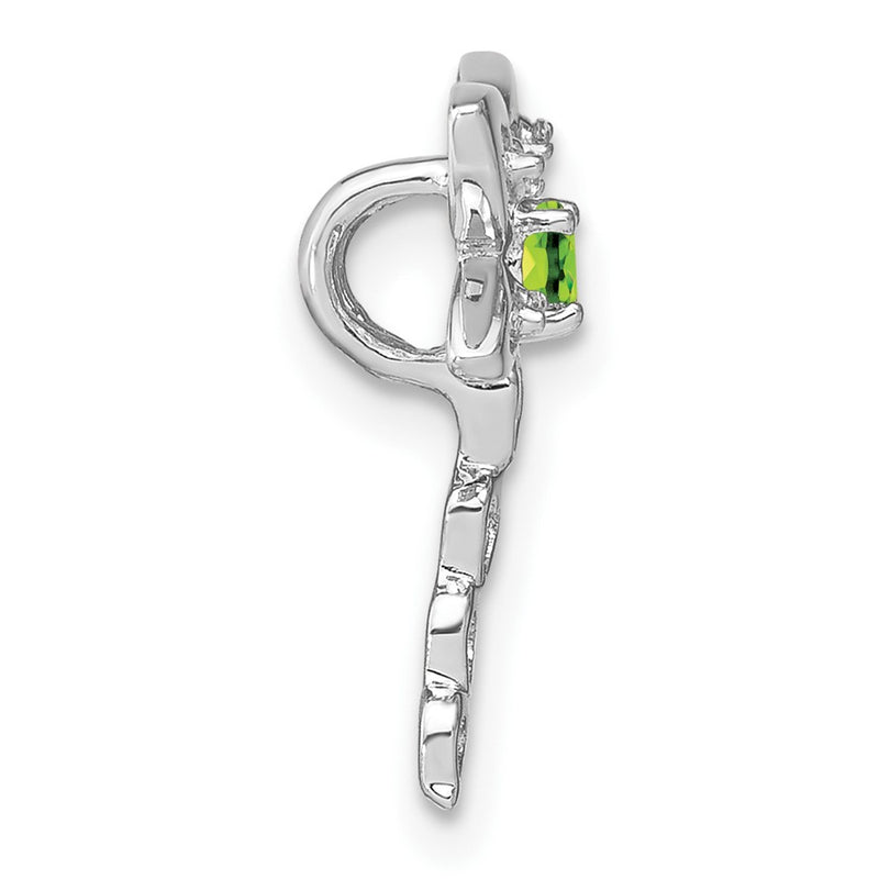 14k White Gold Peridot and Real Diamond Dragonfly Chain Slide