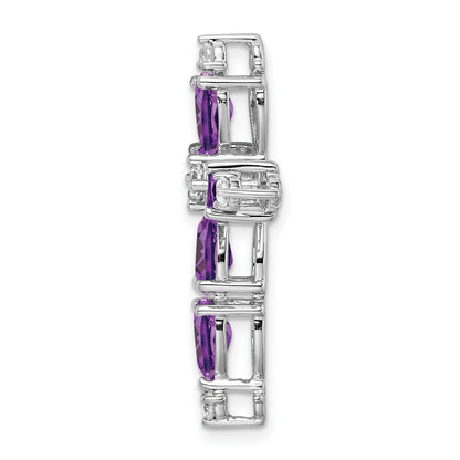 14k White Gold Amethyst and Real Diamond Cross Chain Slide