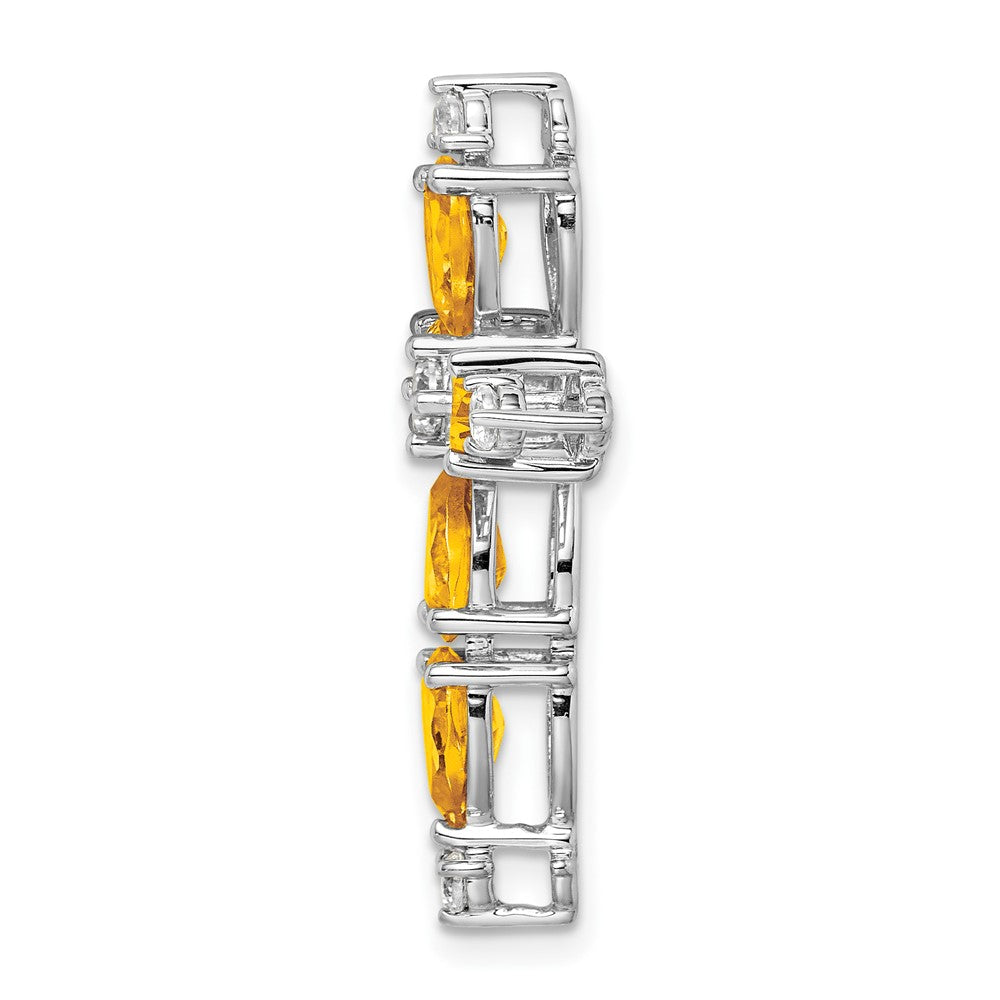 14k White Gold Citrine and Real Diamond Cross Chain Slide