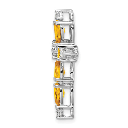 14k White Gold Citrine and Real Diamond Cross Chain Slide