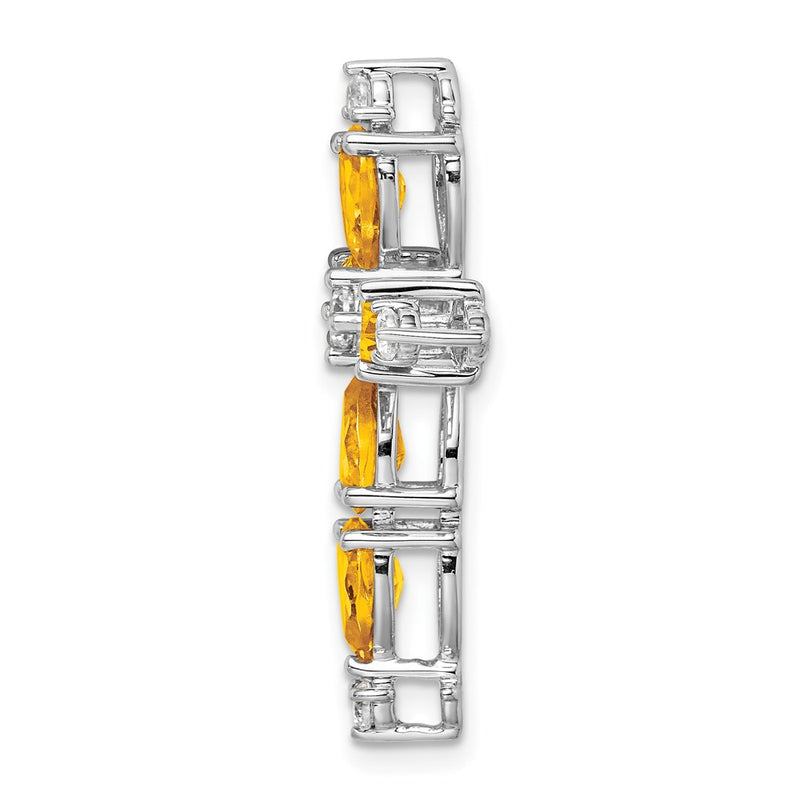 14k White Gold Citrine and Real Diamond Cross Chain Slide