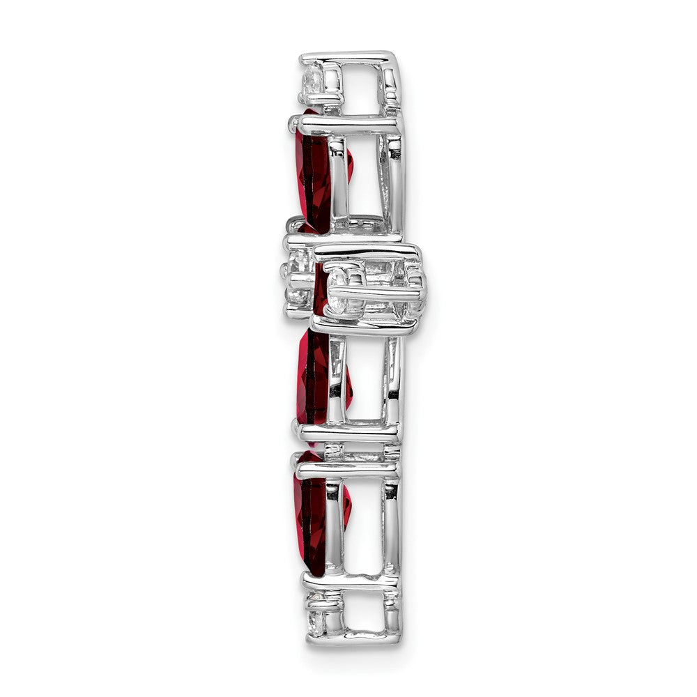 14k White Gold Garnet and Real Diamond Cross Chain Slide