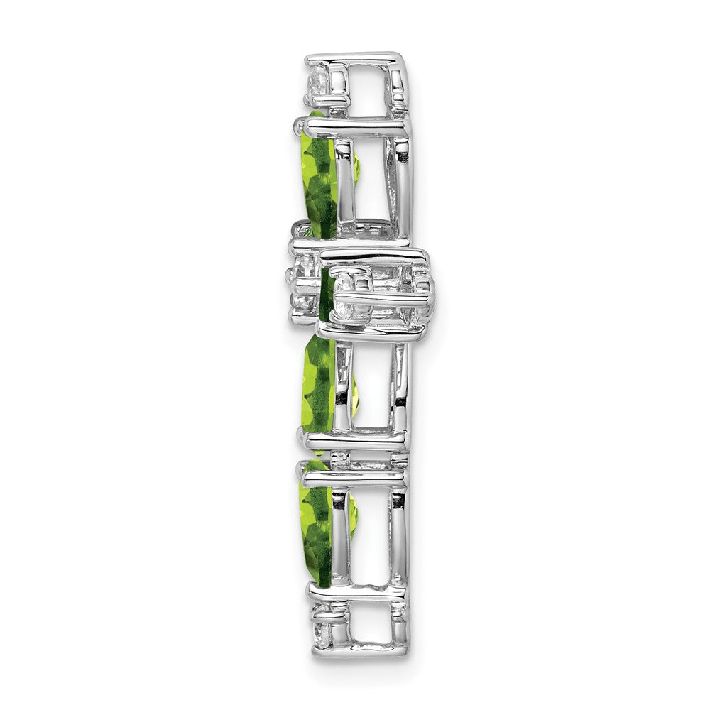 14k White Gold Peridot and Real Diamond Cross Chain Slide
