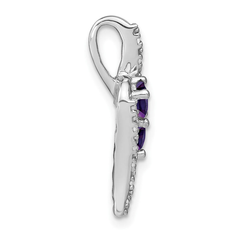 14k White Gold Amethyst and Real Diamond Chain Slide