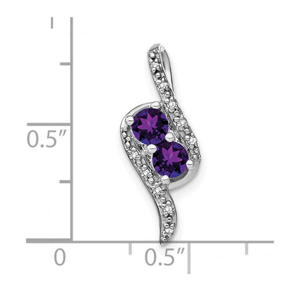 14k White Gold Amethyst and Real Diamond Chain Slide