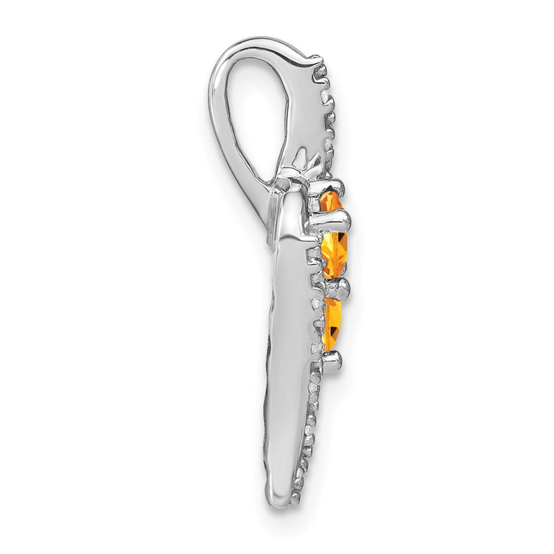 14k White Gold Citrine and Real Diamond Chain Slide