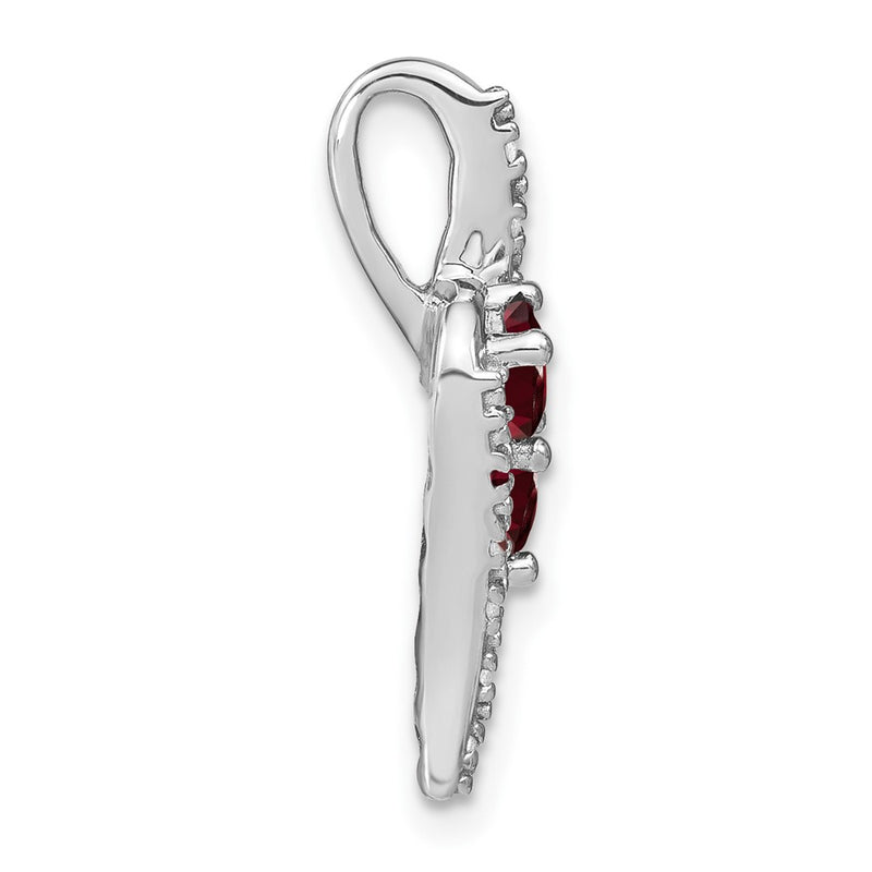 14k White Gold Garnet and Real Diamond Chain Slide