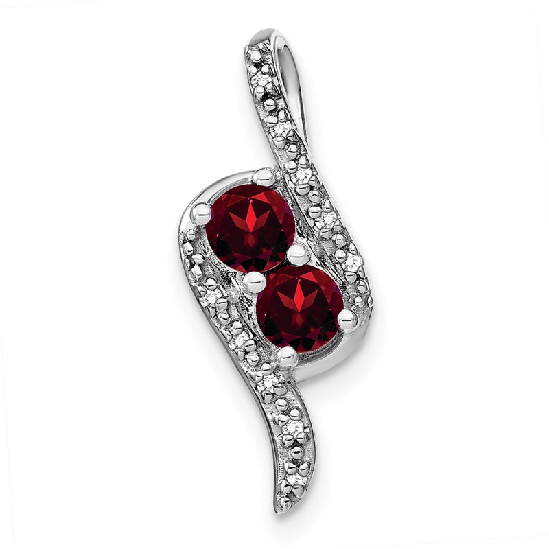 14k White Gold Garnet and Real Diamond Chain Slide