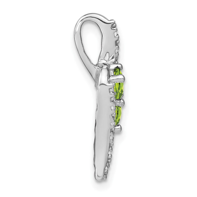 14k White Gold Peridot and Real Diamond Chain Slide