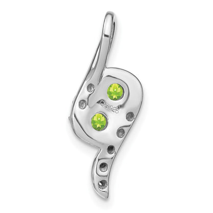 14k White Gold Peridot and Real Diamond Chain Slide