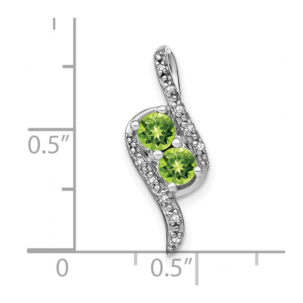 14k White Gold Peridot and Real Diamond Chain Slide