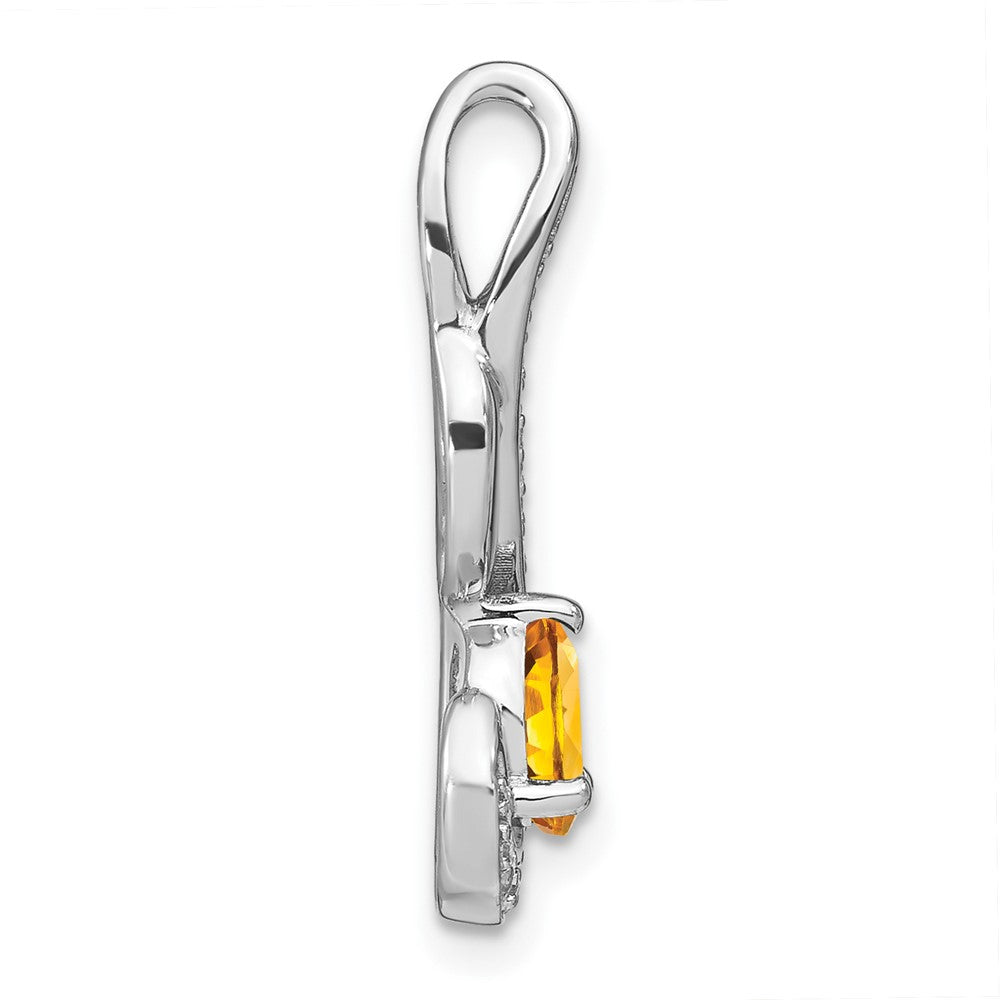 14k White Gold Citrine and Real Diamond Swirl Pendant