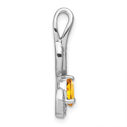 14k White Gold Citrine and Real Diamond Swirl Pendant