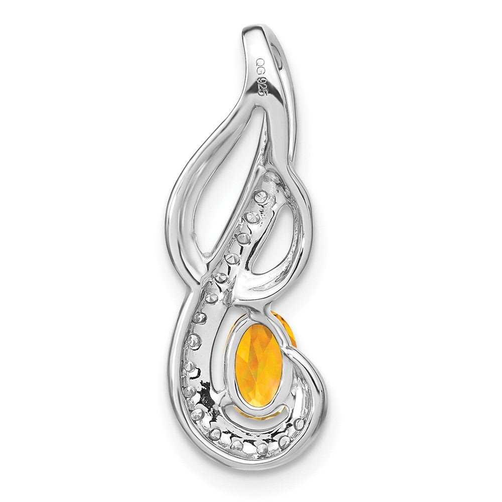 14k White Gold Citrine and Real Diamond Swirl Pendant